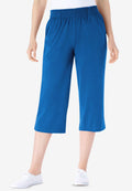 elastic-waist knit capri pant