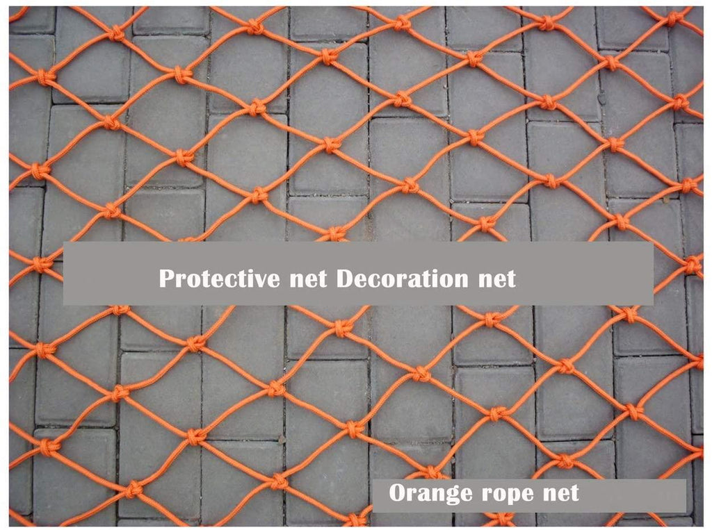 Balcony Protective Netting Cargo Cover Net, Rope Net Net Safety Net Decoration Net Used for Outdoor Sports Venues, Playground Ceiling Decoration Climbing Protection Net,6mm Rope/15cm Hole/oranGarde