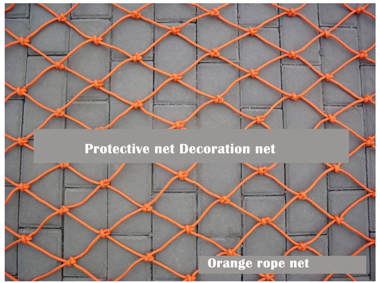 Balcony Protective Netting Cargo Cover Net, Rope Net Net Safety Net Decoration Net Used for Outdoor Sports Venues, Playground Ceiling Decoration Climbing Protection Net,6mm Rope/15cm Hole/oranGarde