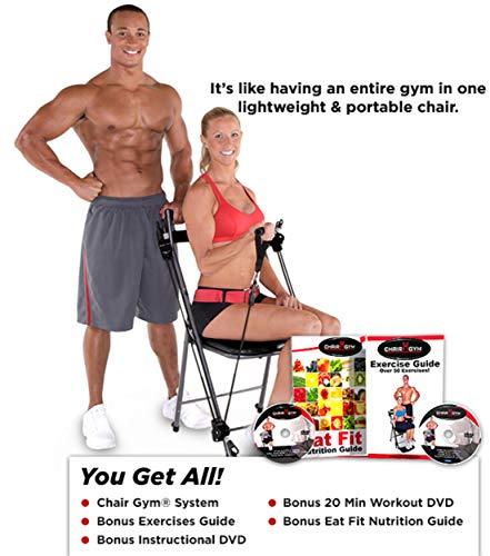 Chair Gym Total Body Workout All in One Compact, Portable and Easy to Use At Home Exercise System, As Seen on TV - Blue