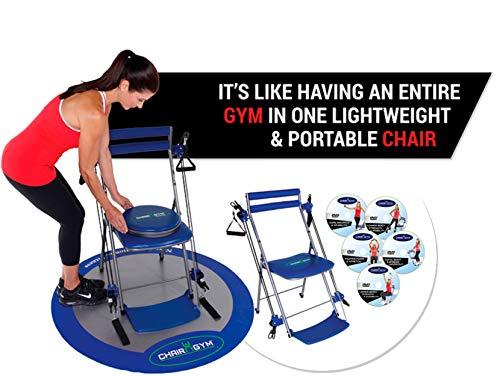 Chair Gym Total Body Workout All in One Compact, Portable and Easy to Use At Home Exercise System, As Seen on TV - Blue