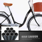 YAPENG 24/26 Inch Beach Cruiser Bike, 7-Speed Comfortable Commuter Bicycle, High-Carbon Steel Frame, Front Basket, Rear Racks Adults Classic Retro Bicycles
