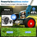 21V Electric Weed Wacker Cordless Weed Eater Battery Powered, String Trimmer Battery Operated, Lightweight 4 in 1 Grass Trimmer/Brush Cutter/Lawn Edger/Mower with Metal Blades &amp; Wheels for Garden Yard