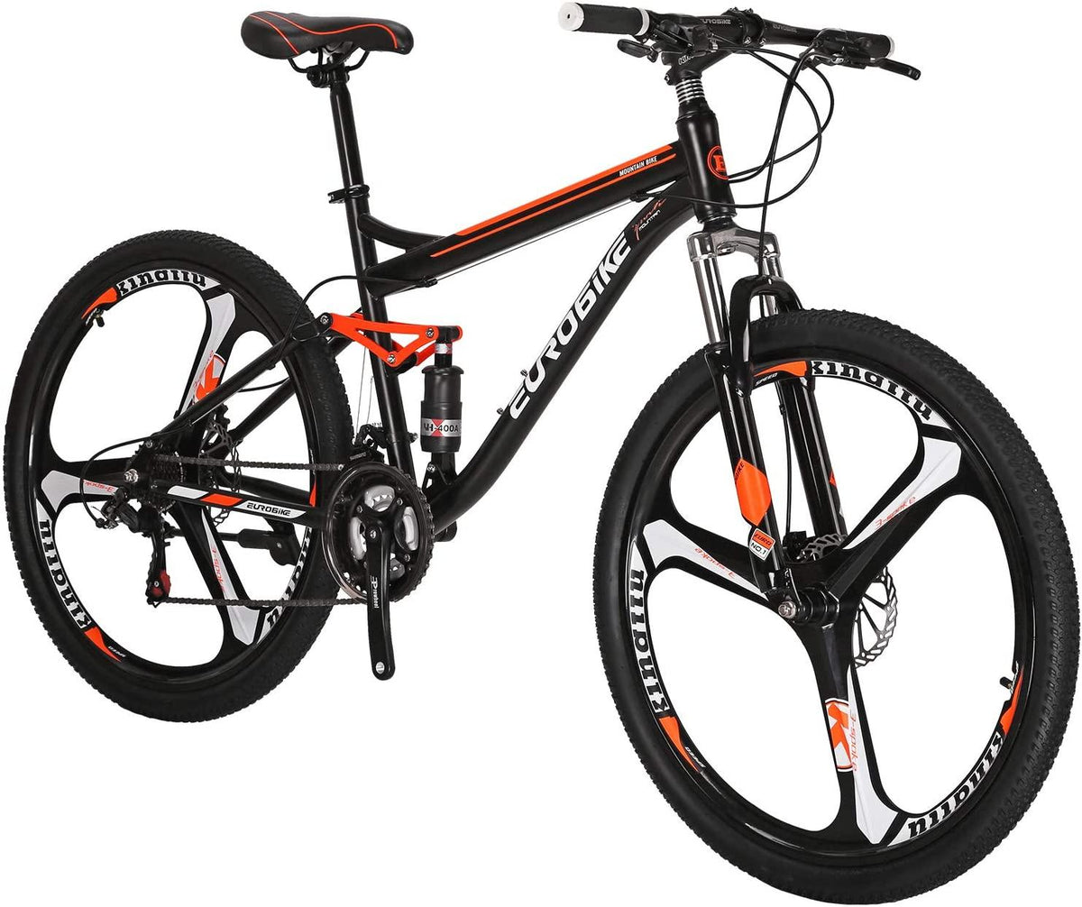 Front or Full Suspension Mountain Bike 21 Speed Bicycle 27.5 inches Mens MTB Disc Brakes Orange