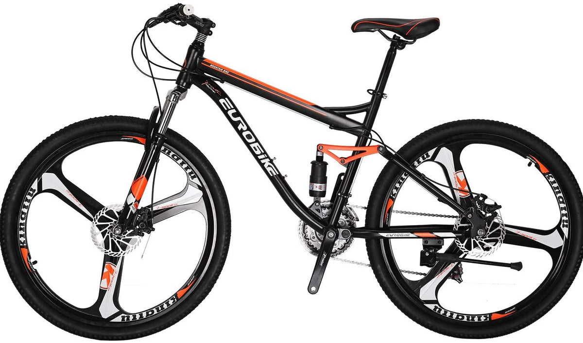 Front or Full Suspension Mountain Bike 21 Speed Bicycle 27.5 inches Mens MTB Disc Brakes Orange