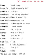 Front or Full Suspension Mountain Bike 21 Speed Bicycle 27.5 inches Mens MTB Disc Brakes Orange