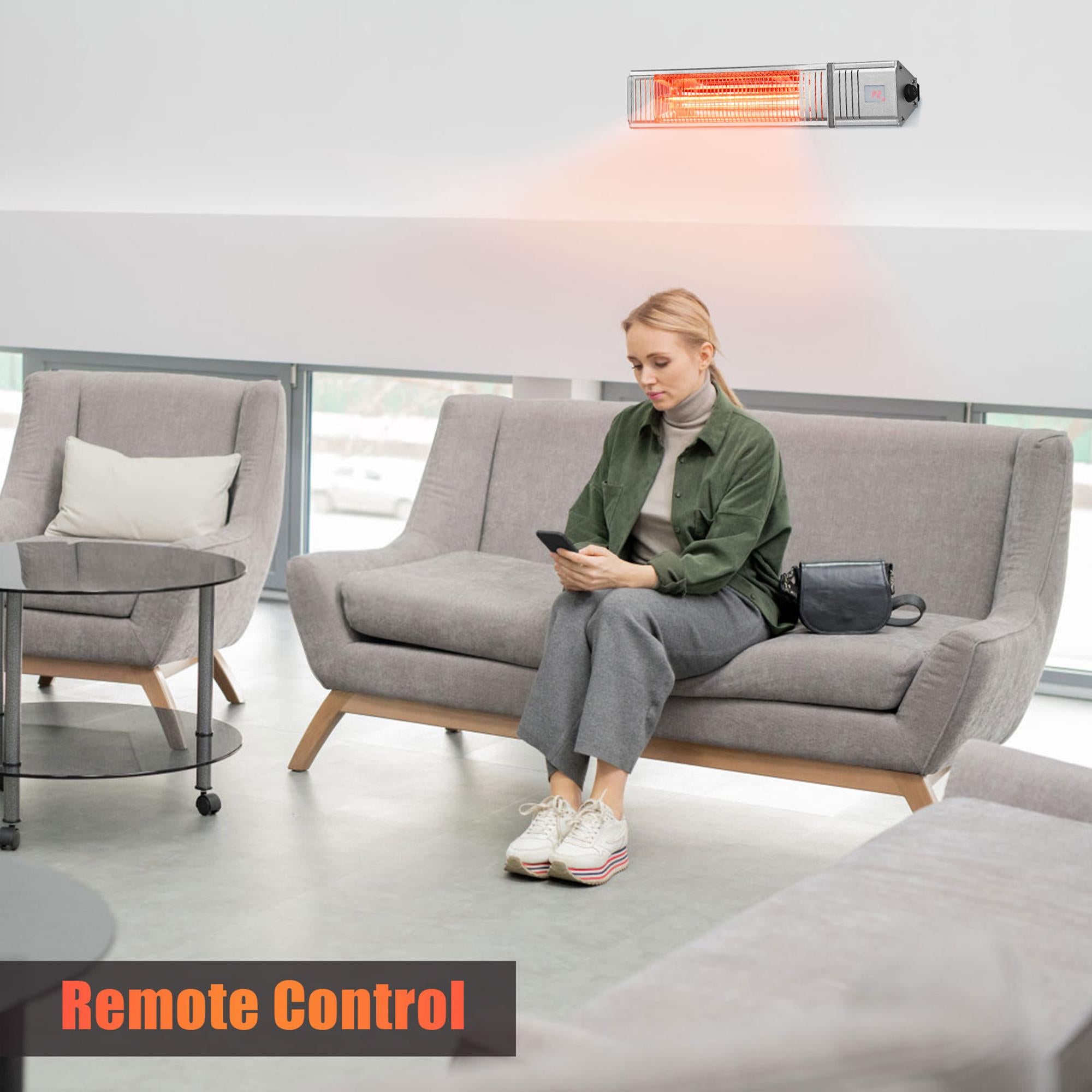 Gymax 1500W Infrared Wall Mount Space Heater w/ Remote Control Indoor Outdoor