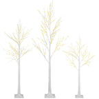 SYNGAR 4/5/6 Ft Pre-lit Artificial Christmas Birch Tree Pack of 3 for Home, Festival, Party, Christmas Decoration, Indoor and Outdoor Use, Warm White