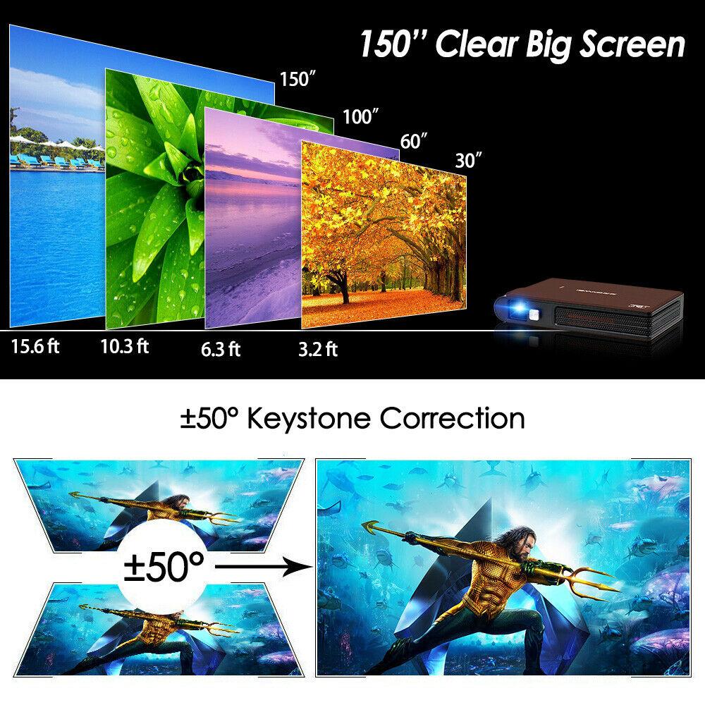 porket 3d dlp projector 3600lumens wifi wireless airplay tv game home cinema usb