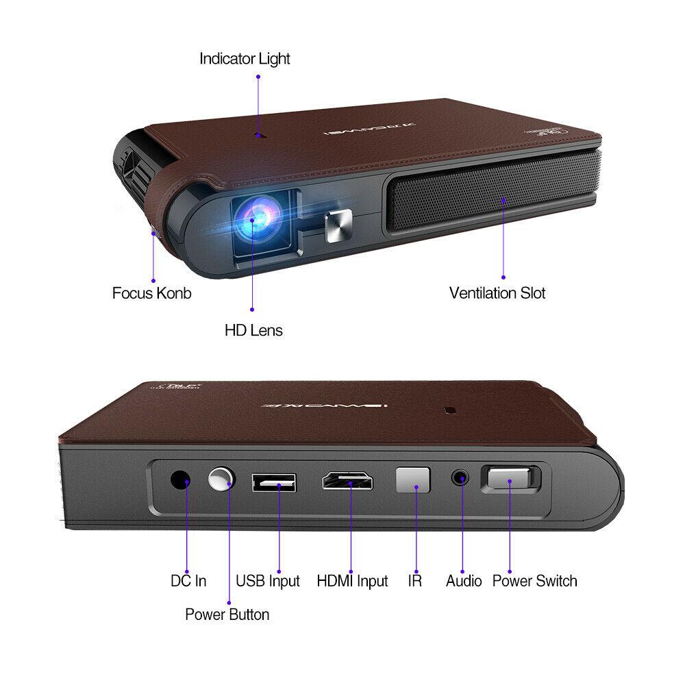 porket 3d dlp projector 3600lumens wifi wireless airplay tv game home cinema usb