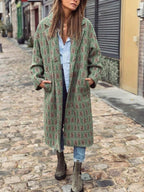 Fashion Geo Floral Print Coat Women