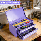 Mini Steel Tool Box with Drawers - Small Tool Chest for Small Item StoraOrganizer - Portable Metal Toolbox Organizer with Tool Drawer (mini purple)