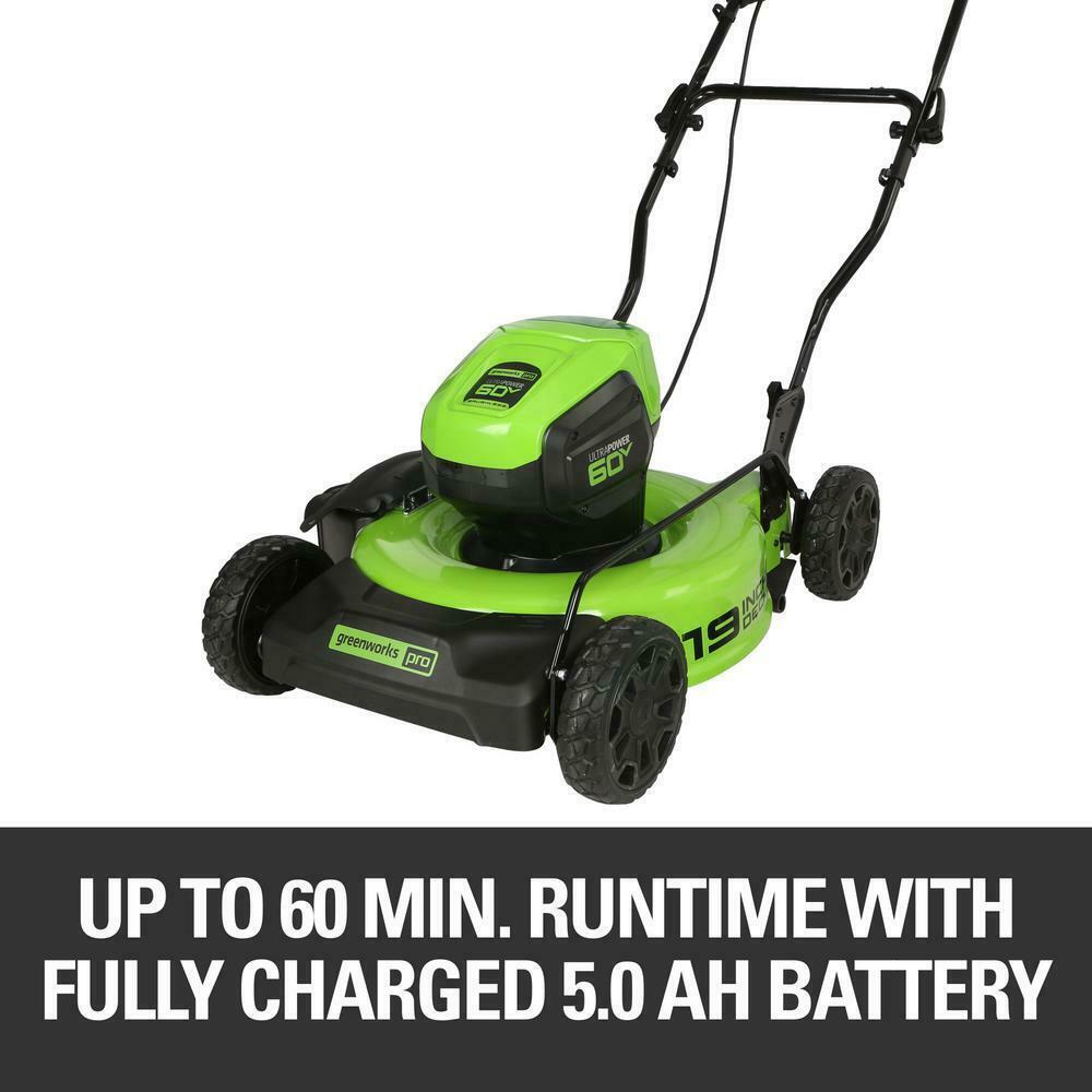 PRO 19 in. 60-Volt Cordless 2-in-1 Lawn Mower with 5.0 Ah Battery Charger