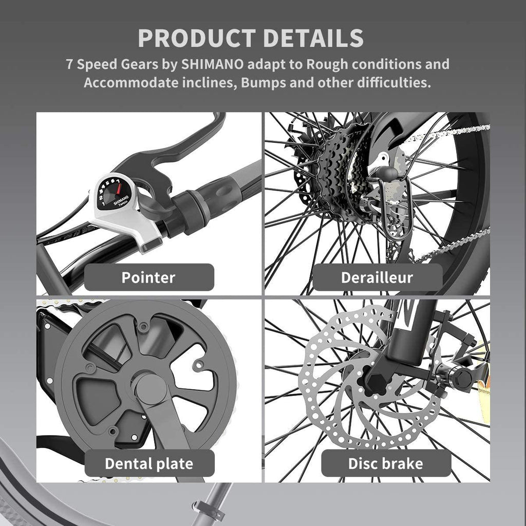 AOSTIRMOTOR Electric Mountain Bike, 750W Motor&amp;48v 15ah Removable Lithium Battery, 26 ''4.0 Inch Fat Tire Ebike, Electric Bicycle for Adults