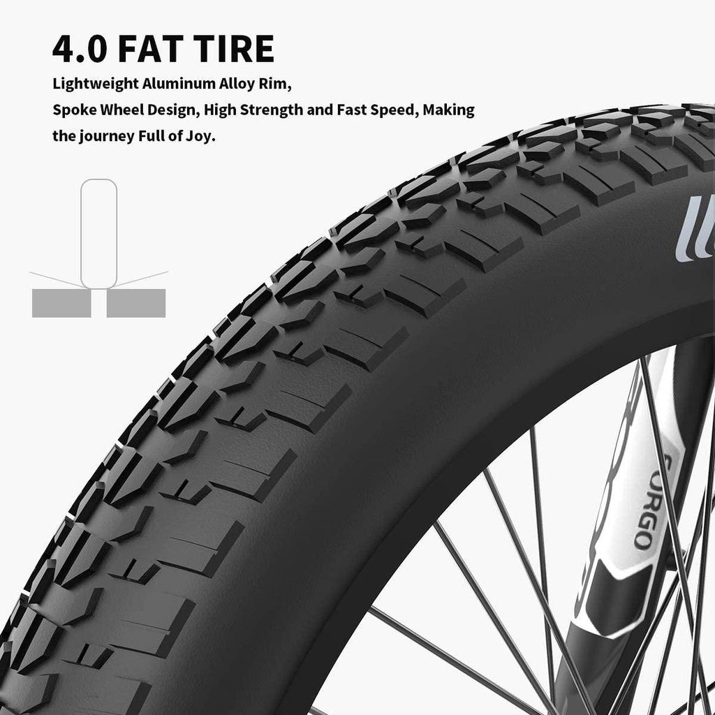 AOSTIRMOTOR Electric Mountain Bike, 750W Motor&amp;48v 15ah Removable Lithium Battery, 26 ''4.0 Inch Fat Tire Ebike, Electric Bicycle for Adults