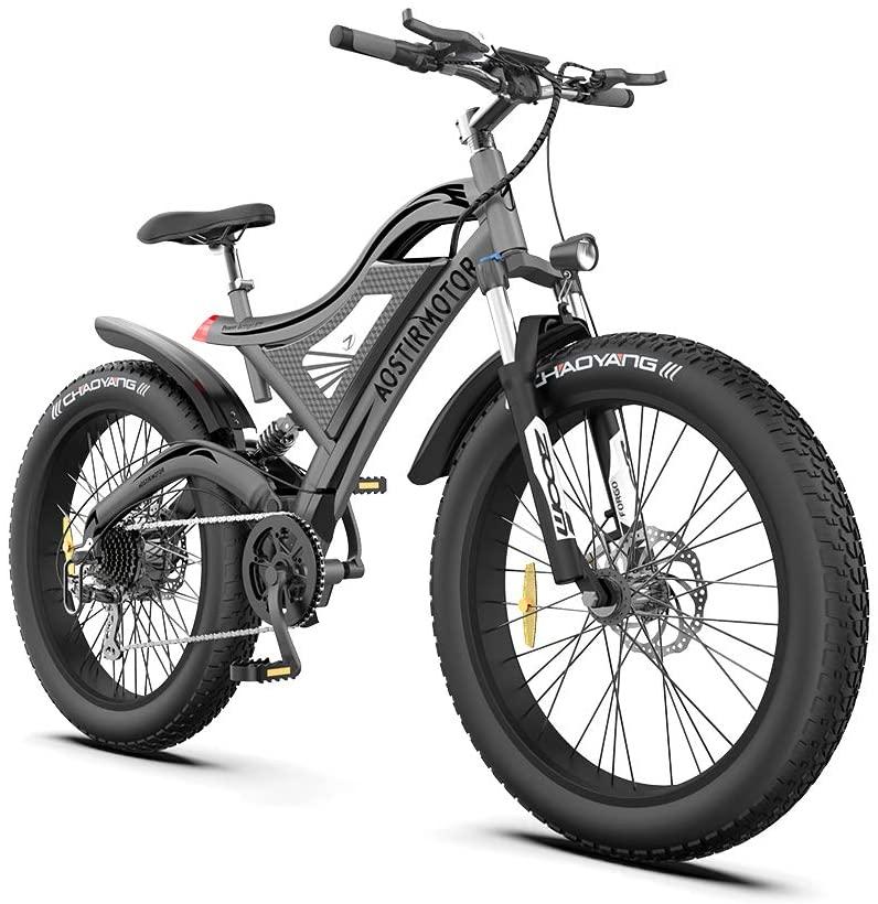 AOSTIRMOTOR Electric Mountain Bike, 750W Motor&amp;48v 15ah Removable Lithium Battery, 26 ''4.0 Inch Fat Tire Ebike, Electric Bicycle for Adults