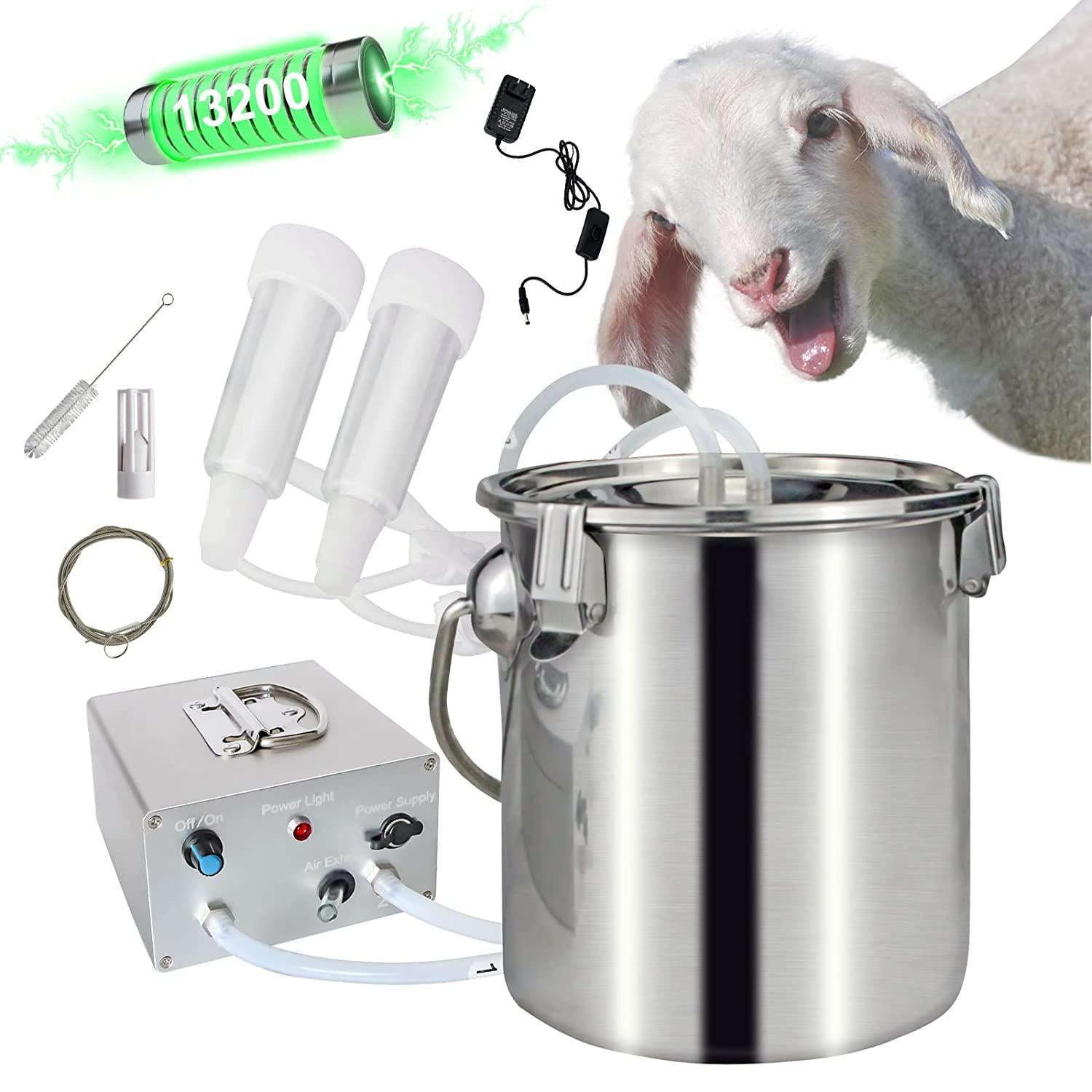 electric milking machine for goats 7l portable pulsation adjustable vacuum pressure pump milker with livestock milking machine
