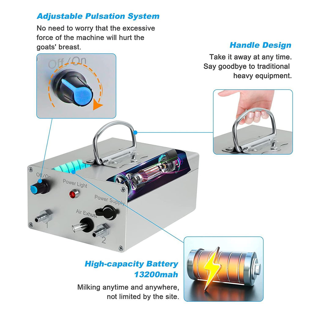 electric milking machine for goats 7l portable pulsation adjustable vacuum pressure pump milker with livestock milking machine