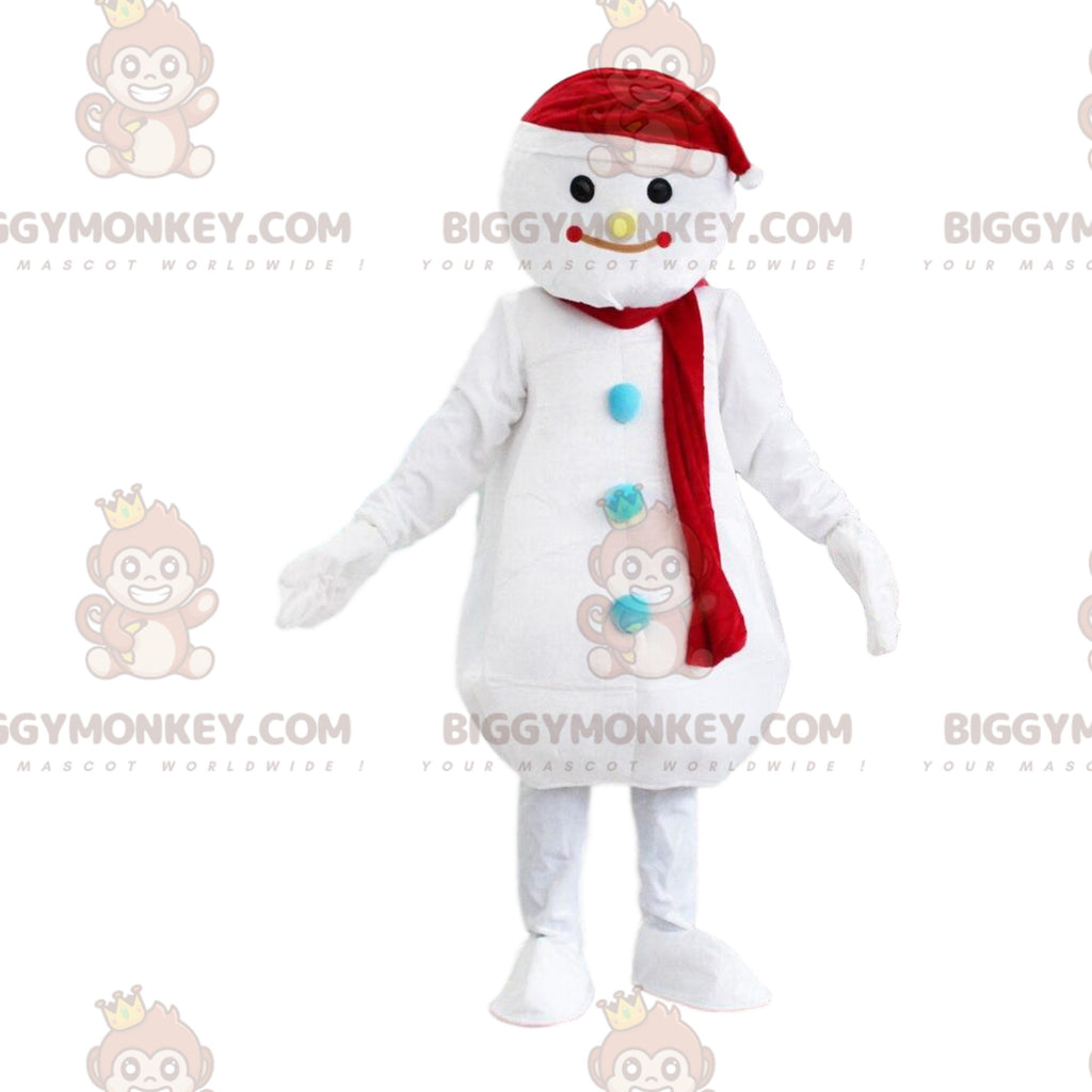 BIGGYMONKEYGiant White Snowman Mascot Costume, Winter Costume