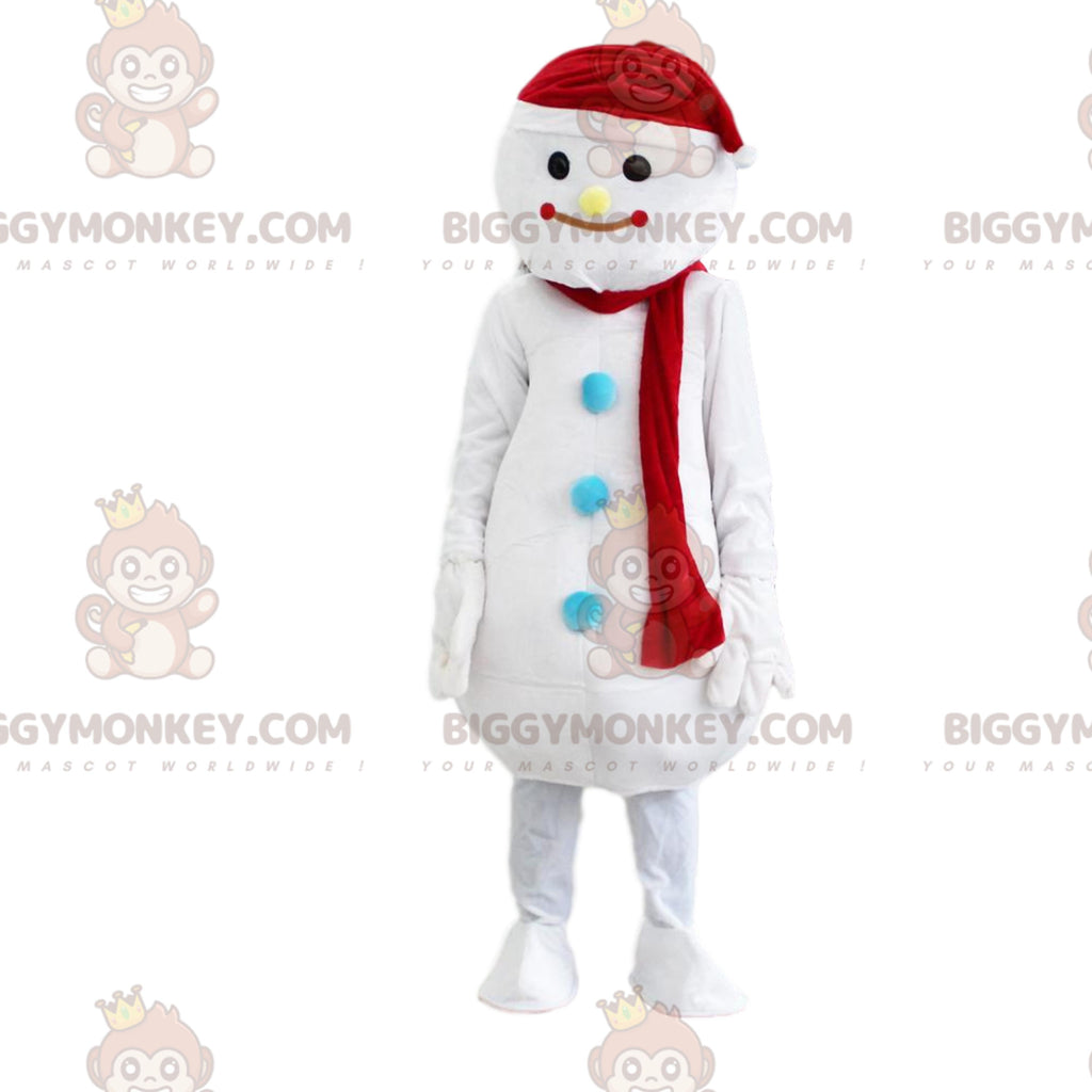BIGGYMONKEYGiant White Snowman Mascot Costume, Winter Costume