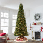 Holiday Time 12ft Pre-Lit Rockford Sure-Lit Pole Slim Pine Artificial Christmas Tree, LED, 12'