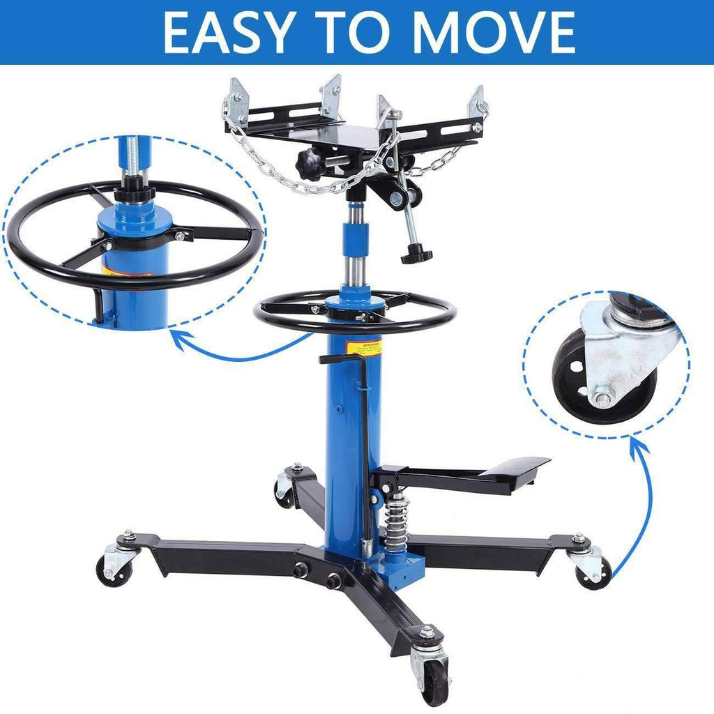 1100 lbs Transmission Jack 2 StaHydraulic w/ 360閹 for car lift 0.5 Ton