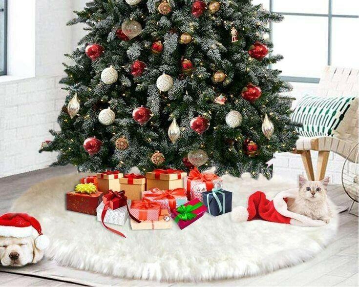 Faux Fur Christmas Tree Skirt 6' Feet Diameter