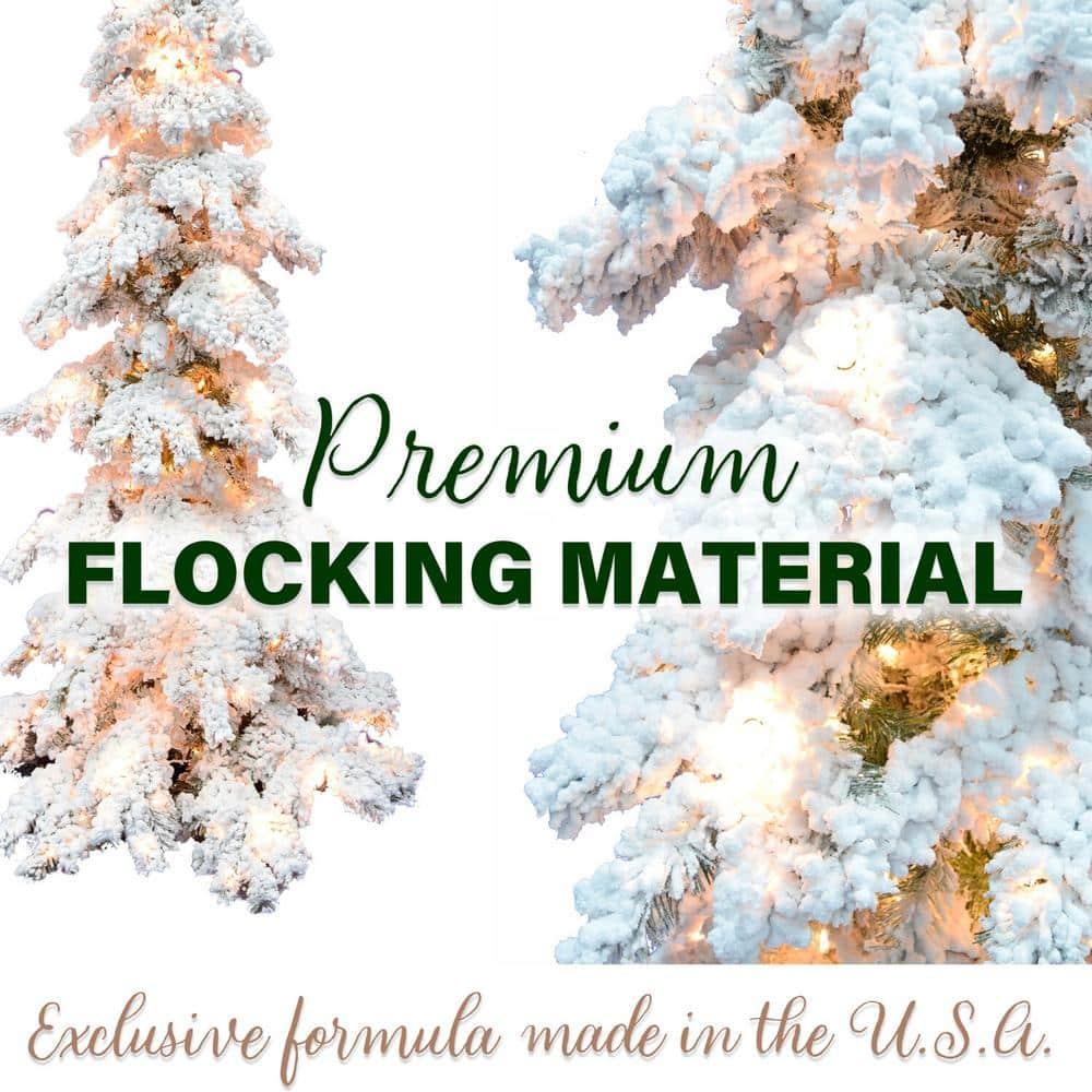 7.5 ft. Pre-Lit Flocked Elk Mountain Snow Artificial Christmas Tree