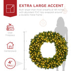 48in Artificial Pre-Lit Fir Christmas Wreath Decoration w/ 200 LED Lights, 714 Tips, Power Plug-In