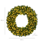 48in Artificial Pre-Lit Fir Christmas Wreath Decoration w/ 200 LED Lights, 714 Tips, Power Plug-In