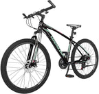 MOONCOOL Mountain Bike Road Bicycle Black with Pink, 26 inch Wheels 21 Speed Bike, Aluminum Frame  Derailleur MTB Bike Double Disc Brake Suspension Fork Bicycle for Mens Womens Adults