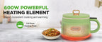 1.6 QT Portable Electric Rice Cooker & Lunch Maker | Multi-Functional & Non-Stick Ceramic Coating | Digital Control Panel | 6 Cook Functions: Rice, Soup, Stew, Porrid& More | Green