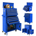 13-Drawer Rolling Tool Chest with Double Doors, 2 in 1 Detachable Rolling Tool Chest Combo, Mobile Tool Cabinet with Drawers, Metal LarLockable Tool Box for GaraWorkshop (Blue)