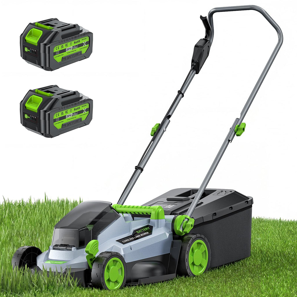 40V Cordless Lawn Mower, 13" Walk Behind Electric 4.0 Ah Battery Powered Lawnmower, Mulching&amp;Bagging Mode, Brushless Motor, 5 Adjustable Cutting Heights, for Garden/Patio/Yard/Lawn