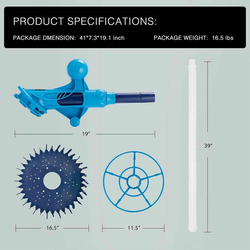 upgraded suction swimming pool sweeper w/ 10 3.28 ft hoses inground above ground