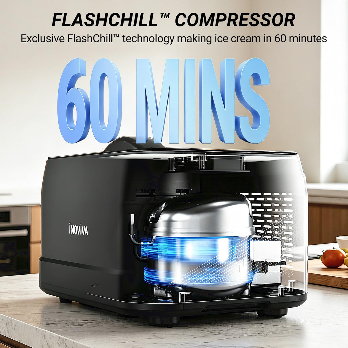 Ice Cream Maker Automatic 1.7 Pt, No Pre-Freezing,-In Compressor, Digital Display & Timer,3 Presets, Makes ice cream, Gelato, Perfect for home & party, IM001