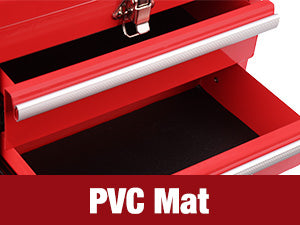 Portable Mini Metal Tool Box with 2 Drawers | Metal Tool Chest, Ball Bearing Slides, Top Storage, Latch Handle, PVC Drawer Liners, PP Feet Pads