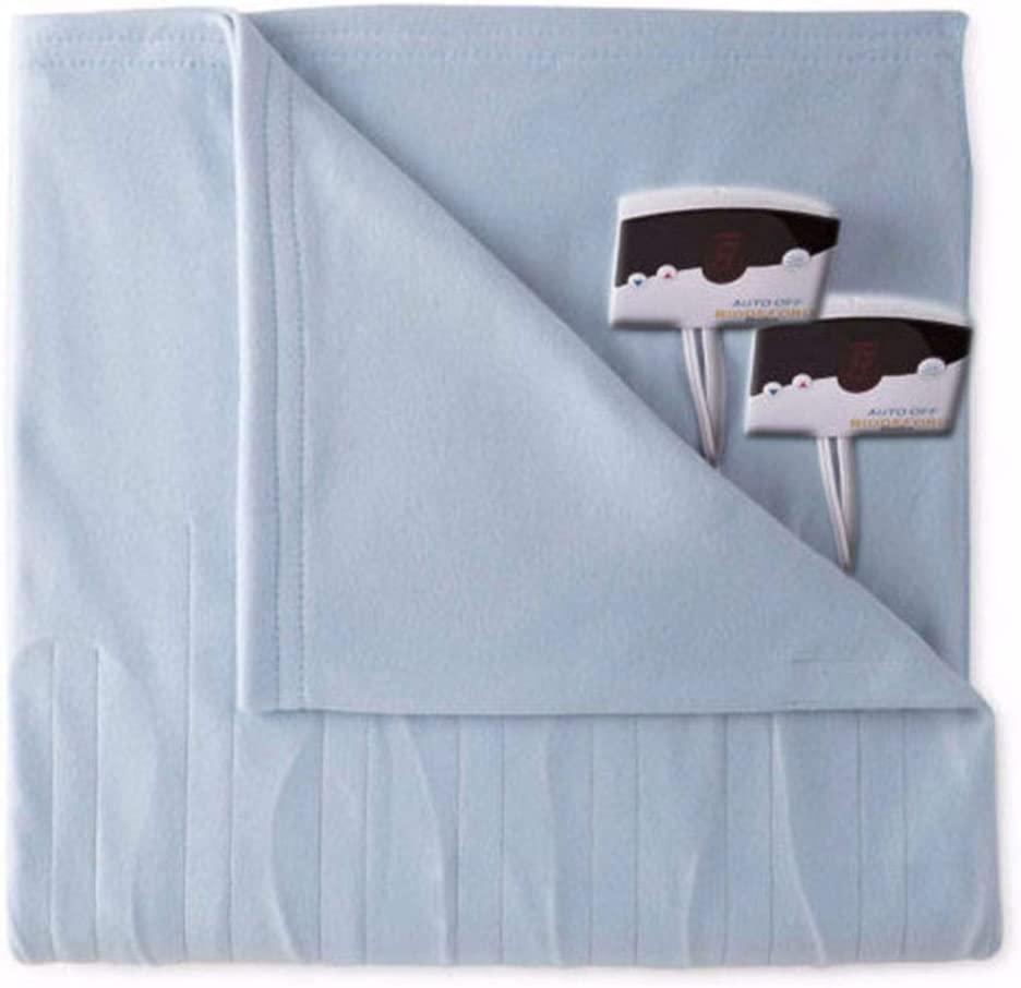 Comfort Knit Fleece Electric Heated Blanket Queen Cloud Blue