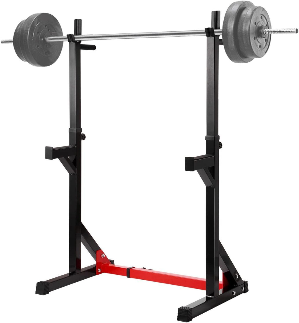 Ollieroo Multi-Function Adjustable Squat Rack 480LBS Capacity Barbell Rack Dip Stand Exercise Stand Gym Family Fitness Weight Lifting Rack Bench Press Dipping Station,Height Ran40.6" to 64.2"