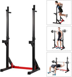 Ollieroo Multi-Function Adjustable Squat Rack 480LBS Capacity Barbell Rack Dip Stand Exercise Stand Gym Family Fitness Weight Lifting Rack Bench Press Dipping Station,Height Ran40.6" to 64.2"