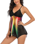 Women Strappy Tankini Set Two Piece Swimsuits Swimdress Floral Print Tank Top Swimming Suits
