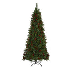 Nearly Natural 7.5' Mixed Pine Artificial Christmas Tree Prelit with 450 LED Lights, Green