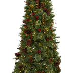 Nearly Natural 7.5' Mixed Pine Artificial Christmas Tree Prelit with 450 LED Lights, Green