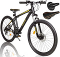 Cycle-Labs (US Based Business) 24, 26, 27.5 and 29 Inch Mountain Bike 21 Speed for Men Women Adult Hard Trail Front Suspension Disc Brakes Aluminum Steel Frame – Black and Yellow, Red, White