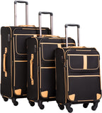 Luggage 3 Piece Set Suitcase with TSA lock spinner softshell 20in24in28in (Black.)