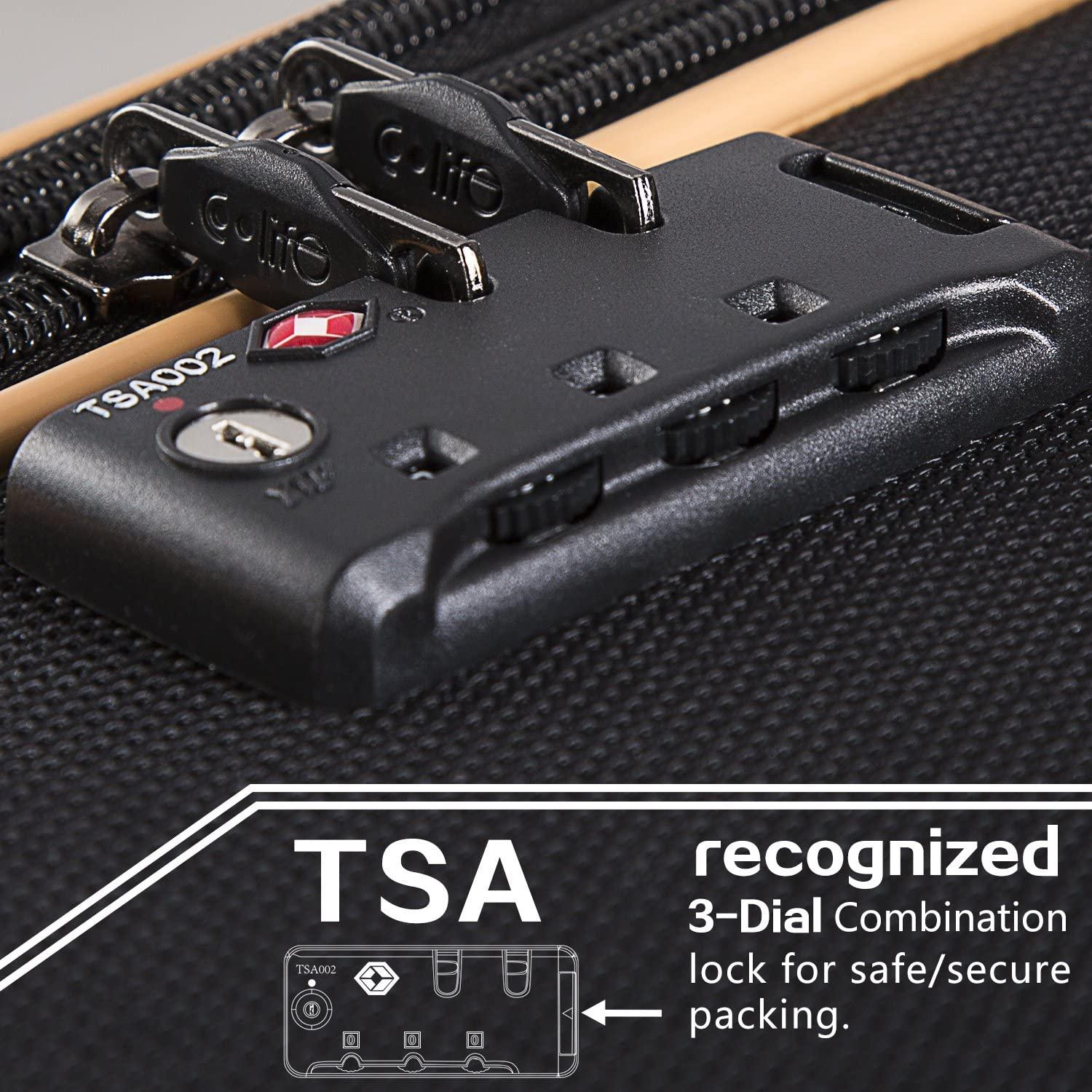 Luggage 3 Piece Set Suitcase with TSA lock spinner softshell 20in24in28in (Black.)