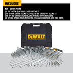 192 Pcs. Mechanics Tool Set, 1/2, 1/4, 3/8 Socket Set, SAE and Metric Socket Wrench Set, Hard Shell Tool Box (DWMT75049)