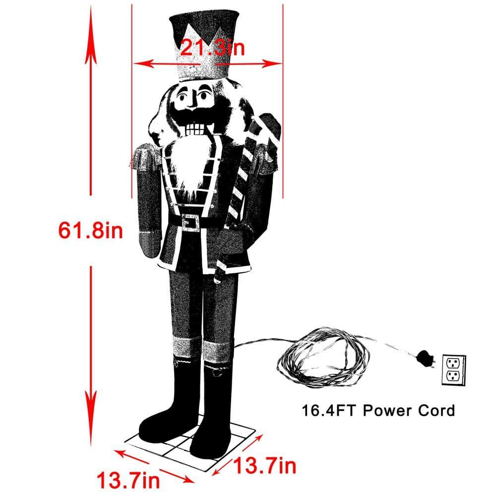 62 in. H Outdoor Christmas Nutcracker Yard Decoration with LED