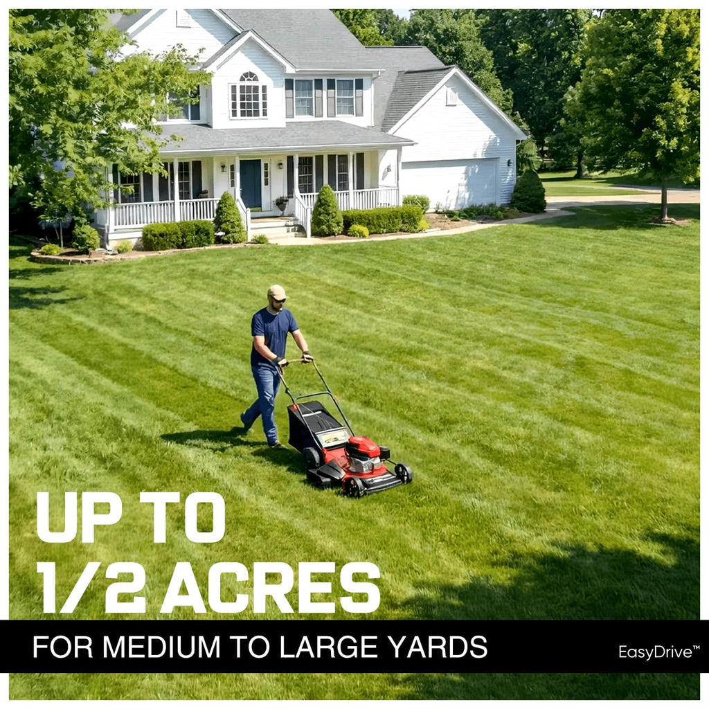 21" Self-Propelled Gas Lawn Mower | 170cc OHV Engine | Rear-Wheel Drive for Slopes | 3-in-1 Bag, Mulch &amp; Dischar| 6 Cutting Heights | Durable Steel Deck| Rear-Wheel Drive | Medium Yard