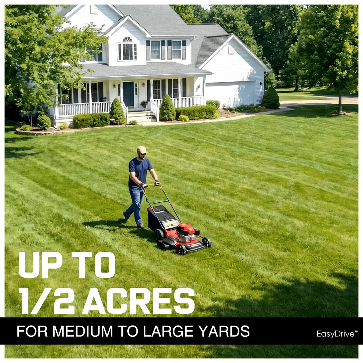 21" Self-Propelled Gas Lawn Mower | 170cc OHV Engine | Rear-Wheel Drive for Slopes | 3-in-1 Bag, Mulch &amp; Dischar| 6 Cutting Heights | Durable Steel Deck| Rear-Wheel Drive | Medium Yard